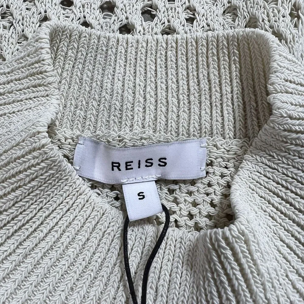 REISS Roni Open-Knit Jumper Pullover Sweater Crewneck in Natural Size S NWT